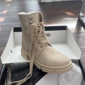 ShuShop Zola Beige Combat Boots Classic and edgy look as well as comfortable.